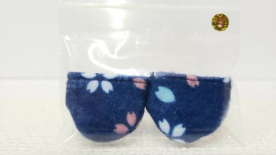 足袋：白とピンクの桜柄⑤